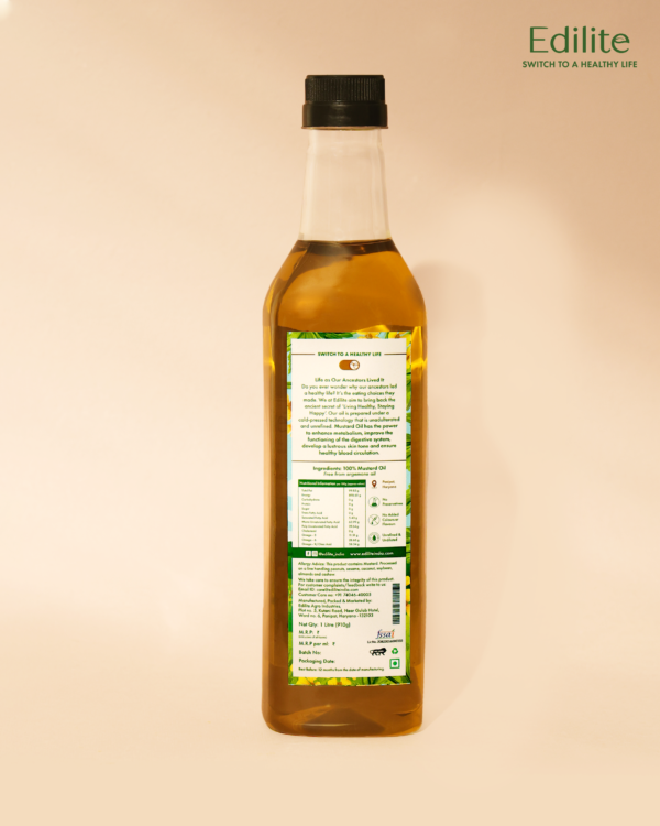 Edilite Black Mustard Oil - 1 Litre | Plastic Bottles - Image 2