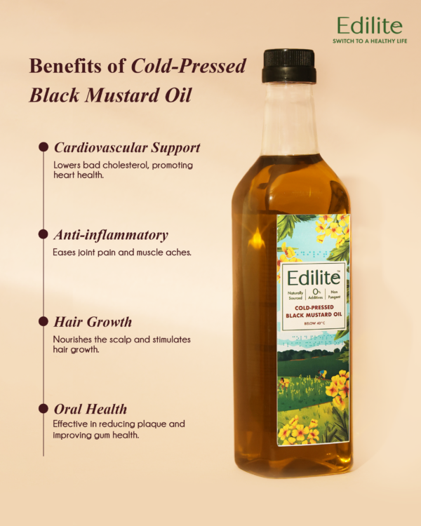 Edilite Black Mustard Oil - 1 Litre | Plastic Bottles - Image 6